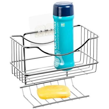 Imagem de Porta Shampoo C/ Saboneteira Suporte Organizador Multiúso Fixação Ades
