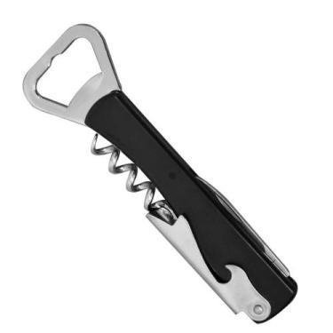 Imagem de Abridor com Saca Rolhas e Canivete Harmoniza Inox ABS Preto - Tramonti