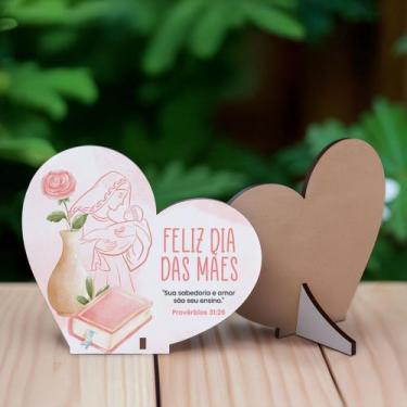 Imagem de Kit Lembrancinhas Coração em MDF Amor e Sabedoria de Mãe - Deliquadros
