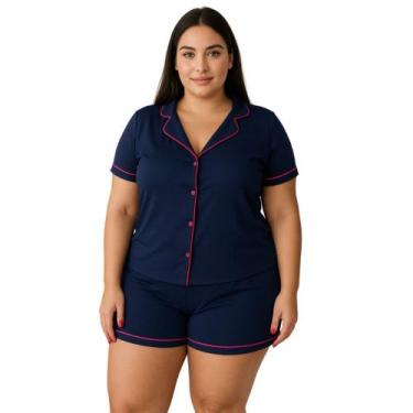 Imagem de Pijama Americano Blogueirinha Com Botões Plus Size 50 ao 56 - c11 BREN