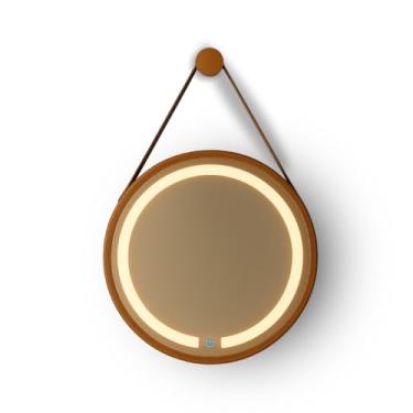 Imagem de ESPELHO ADNET ILUMINADO REDONDO 60CM COBRE C/ALÇA CARAMELO TOUCH LED 3000K
