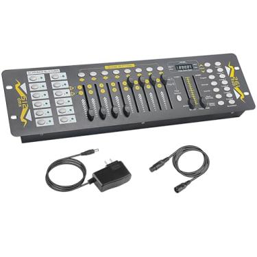 Imagem de Dmx Controlador de luz Dmx de 192 canais para luzes DJ, controladores Dmx com cabos XLR Controlador Dmx 512, controlador de iluminação Dmx512, placa de controle Dmx para luzes de palco, console Dmx