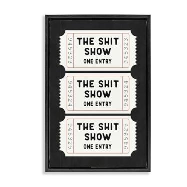 Imagem de Stupell Industries Sh*t Show Bathroom Tickets Black Framed Floater Canvas Wall Art Design por Lettered and Lined, 78 x 53 cm