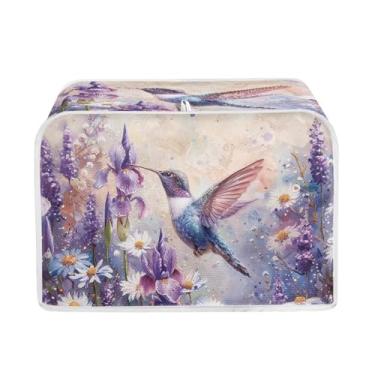 Imagem de NETILGEN Margarida floral beija-flor torradeira capa para cozinha padrão 4 fatias pequeno aparelho máquina de fazer pão capa de poeira resistente a manchas protetor de utensílios de cozinha