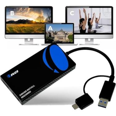 Imagem de OREI SplitExtend Splitter HDMI Display estendido para monitor duplo - tela multimonitor 3 telas separadas - Adaptador USB A e USB-C para HDMI 2.0, 4K @ 30Hz Saída 1, saída 1080p 2 para Windows, Mac OS