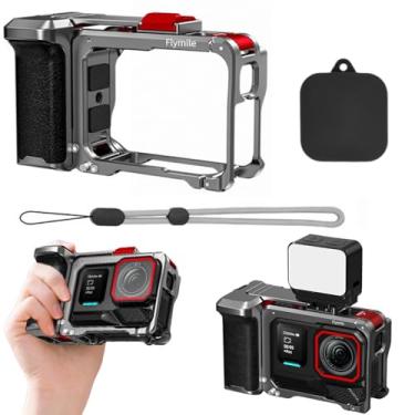 Imagem de XYYORITRIX Kit de gaiola de câmera/suporte de aderência para Insta360 Ace Pro2/Ace Pro, material metálico inclui suporte magnético para obturador, botão de liberação do obturador, tampa de lente de