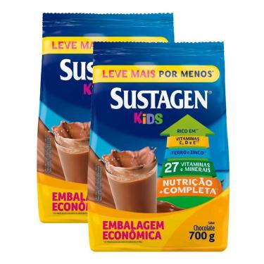 Imagem de Kit 2 Complemento Alimentar Sustagen Kids Sabor Chocolate Sachê 700g