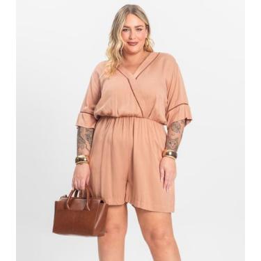 Imagem de Macaquinho Feminino Plus Size Secret Glam Marrom, Plus G4, Marrom
