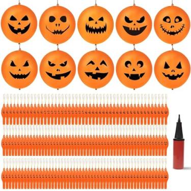 Imagem de 200 Pcs Halloween Punch Balloons Thickened Punching Balloon Heavy Duty Party Favors with Rubber Band Handle and Air Pump for Birthday Halloween Goodie Bag Stuffer Supply (Pumpkin Faces)