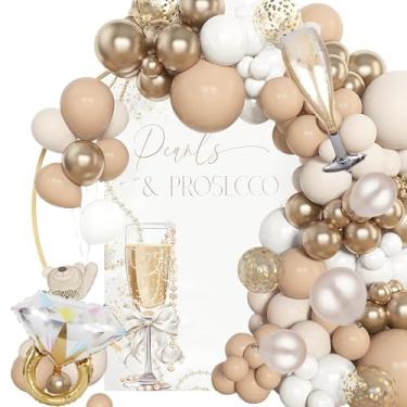 Imagem de Pearls and Prosecco Bridal Shower Decorations Balloons - Bridal Shower Party Decor, Pearls and Prosecco Decoration Balloon Backdrop for Women Bachelorette Party Bride to Be Wedding Engagement Decor