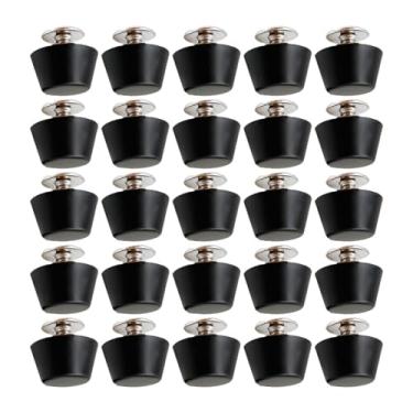 Imagem de MotiveTech 25x 12mm Parafusos Rebites Redondos Tacha Plana Cabeça de Prego Fácil de Instalar Liga Cabeça de Prego Rebites para Projetos DIY Cinto Chapéus Bolsa, Black C