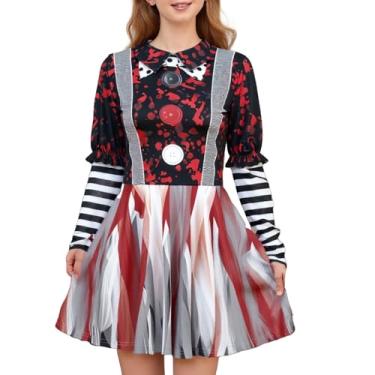 Imagem de Fantasia de palhaço para meninas, fantasias de Halloween com palhaço assustador, Palhaço vermelho, GG