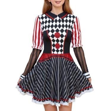 Imagem de Fantasia de palhaço para meninas, fantasias de Halloween com palhaço assustador, Palhaço quadriculado, P