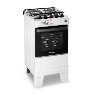Imagem de Fogão A Gás Mesa Inox Tampa De Vidro Forno 50L Esmaltec Ideal Master Branco 4 Bocas Bivolt