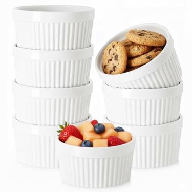 Imagem de Tigelas de ramekin de 350 ml, ramequins WERTIOO 8 peças para assar e cozinhar, ramikins de porcelana elegantes seguros para forno para pudim, creme brulee, copos de creme