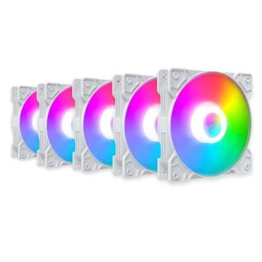 Imagem de Kit 5 Cooler Fan Snaker Shadow ARGB 120mm Silencioso Branco