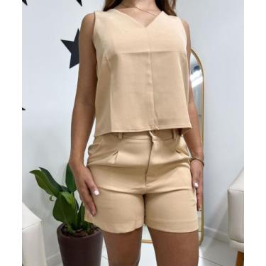 Imagem de Conjunto Alfaiataria Short Lorena - madahco, P, Marrom