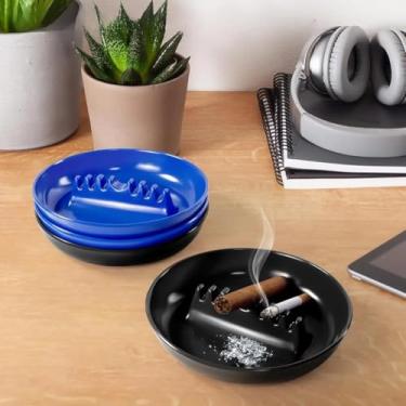 Imagem de Cinzeiro para cigarros de 18 cm ao ar livre para pátio, cinzeiros de plástico com 7 suportes de cigarro, escritório doméstico uso interno e externo (verde)