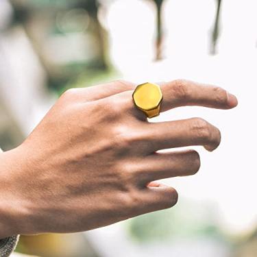 Imagem de Anel geométrico masculino banhado a ouro/prata/preto anéis de dedo lisos ajuste confortável joia tamanho 7-14, 12, Aço inoxidável, Sem pedra preciosa