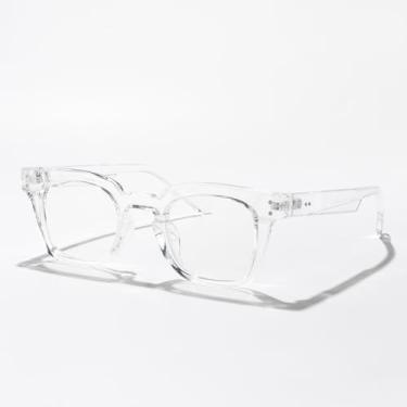 Imagem de Óculos de sol quadrados vintage para homens e mulheres premium retrô moderno clássico para dirigir, viajar, negócios, estilo casual, Armação Tra/Lente anti-luz azul, Lens Width: 46 Millimeters