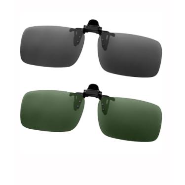 Imagem de Pacote com 2 óculos de sol clip-on feminino masculino polarizado, leve, moderno, sem aro, lentes flip-up para óculos SY6019, A02-preto + G15