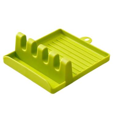 Imagem de Descanso de utensílios de plástico, suporte de colher de cerâmica, suporte de colher de cozinha, descanso de colher de cozinha com suporte para tampa de panela, suporte para conchas, colher, espátulas