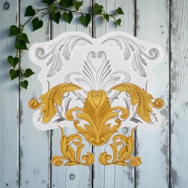 Imagem de Moldes de fondant barrocos Curlicues Scroll Lace Moldes de silicone molde de filigrana para decoração de bolos topo de cupcake chocolate doce açúcar artesanato pasta de goma argila polímero