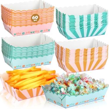 Imagem de Havawish Pacote com 60 bandejas de comida descartáveis para festa de verão italiana, barcos de lanche de papel recortado, barcos de comida descartáveis para cachorro-quente, pratos de nacho, artigos