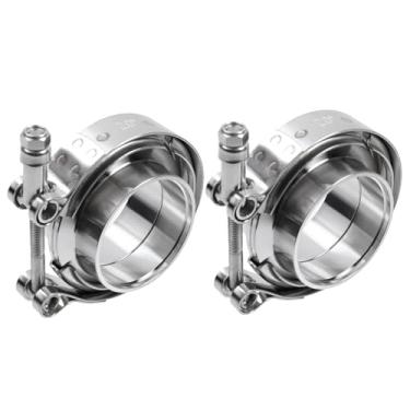 Imagem de Woogim Braçadeira de flange de banda V de 5 cm com braçadeira de aço inoxidável T-Bolt 304 para tubo de descida, modificação de escape e conexão de tubo, fácil instalação