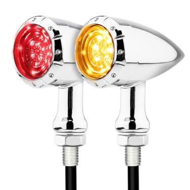 Imagem de Eagwinger Bala de seta LED para motocicleta, luzes piscantes SMD, sinais de direção traseiros (orifício de montagem de 10 mm) (cromo traseiro)