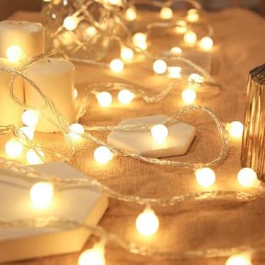 Imagem de 30 luzes de LED globo para quarto interno, 4 m, luzes de Natal brancas quentes penduradas ao ar livre para decoração de Natal, sala de árvore, sala de aula, festa (pilhas não incluídas)