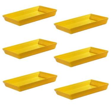 Imagem de Conjunto De Travessa Stillo Rasa Vemplast G 6 Peças Amarelo
