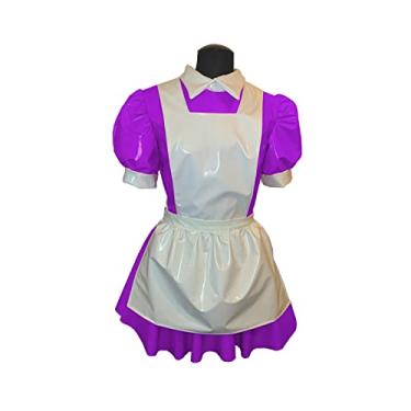 Imagem de Vestido masculino masculino manga Wetlook látex vestido rodado, fúcsia, P