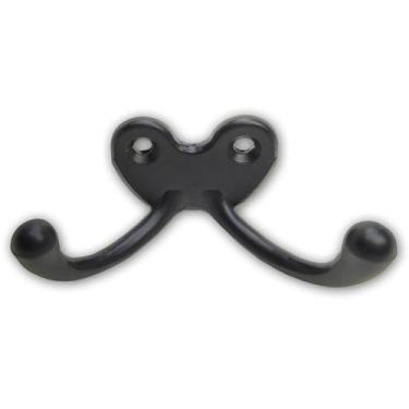 Imagem de Cabide Duplo Preto Para Roupas Em Metal 8 Unidades - Telis Ferragens