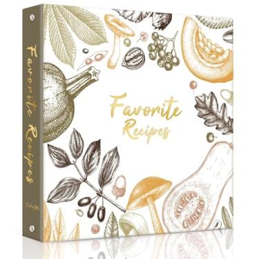 Imagem de Fichário de receitas com mangas de plástico, cartões de página inteira e divisórias, fichário de receitas 21 x 28 anéis, fichário de receitas em branco para escrever em suas próprias receitas (cor