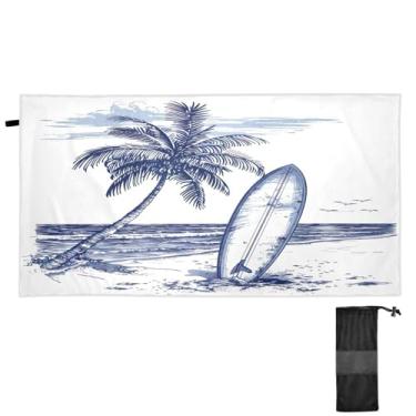 Imagem de Blueangle Toalha de praia para prancha de surfe de palmeira - Toalhas de viagem compactas e leves - Toalha de secagem rápida super absorvente para natação, acampamento e férias (692)