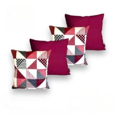 Imagem de Kit c Almofadas Cheias Decorativas pSala(GEOMÉTRICO JAVA BORDÔ)