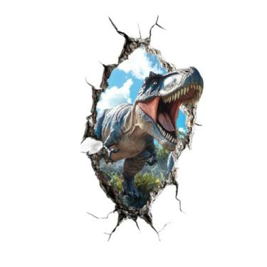 Imagem de MaiKeAYang Decalques de parede 3D murais removíveis vinil paredes decorações tiranossauro Rex para sala de estar, quartos de bebê, quarto, banheiro, casa, parede, decoração DIY