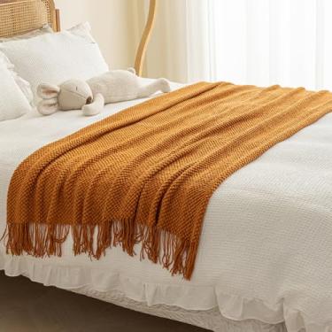 Imagem de Cama Runner Corredores de Cama Cor Sólida Queen King Size Lenço de Malha Sofá Cobertor Macio Confortável Roupa de Cama com Borlas Decoração Quarto Hotel Toalha de Cama Colcha Café||70 * 230 cm