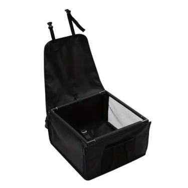 Imagem de Assento para Carro Pets com Cinto Reforçado Estável Malha Respirável Cães e Gatos Cesto Viagem de Fivelas Ajustáveis Instalação Rápida Fixação Suspensa Cabeceira Anti-Deslizante Bolso Armazenamento