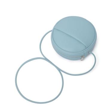 Imagem de YONBEN Bolsa transversal circular feminina NYLON com zíper e alças de ombro ajustáveis, Azul pu/ftalocianina