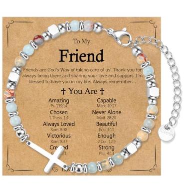 Imagem de WIKHIA Presentes cristãos para mulheres, meninas, pulseira religiosa com contas, aniversário, Natal, batismo, Páscoa, presente para filha, sobrinha, neta, amigas, madrinha, afilhada, irmã em Cristo