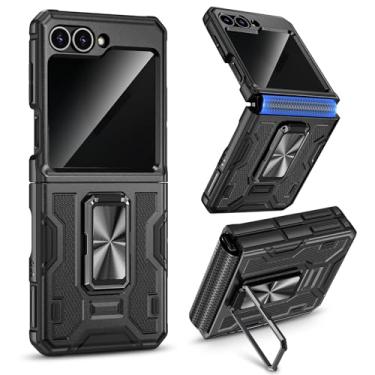 Imagem de VEGO Capa para Samsung Z Flip 6 com suporte, [proteção de dobradiça] [protetor de tela de privacidade] Capa de telefone com suporte à prova de choque com proteção contra quedas de grau militar para