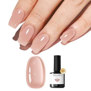 Imagem de modelones Esmalte de gel nude gel gel rosa natural esmalte de unha ponta francesa cor base translúcida imersão em U V unhas de sabão para arte de unhas manicure em casa 15 ml