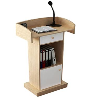 Imagem de Púlpito de palestrante de professor de madeira para igreja, suporte de palestra durável e mesa de laptop para conferências, auditórios e adoração (cor: cor4)