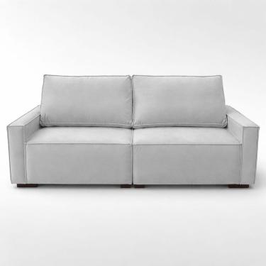 Imagem de Sofá 3 Lugares 2 Metros Sala Recepção Contemporâneo Moderno Linho Cinza