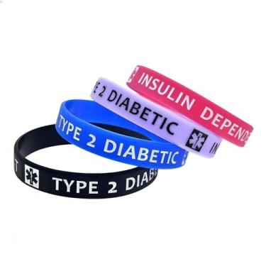 Imagem de ZENRUIMING 4 Peças De Pulseira Silicone Para Diabetes Tipo 2 Dependente Insulina Com Alerta Médico