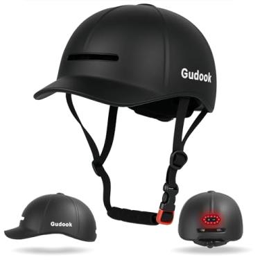 Imagem de Gudook Capacete de bicicleta adulto masculino capacetes de bicicleta para mulheres com luz traseira LED - boné de beisebol estilo certificado conforto ajustável capacetes de ciclismo para scooter Road