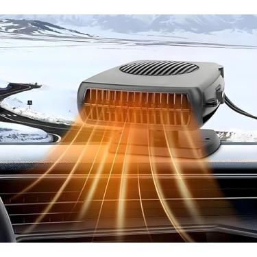 Imagem de Aquecedor de carro, aquecedor e descongelador portátil de carro 12V 200W, aquecedor de aquecimento rápido 2 em 1 para isqueiro de carro, descongelador de para-brisa de carro de 360° adequado para