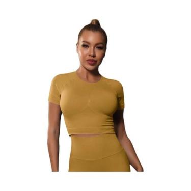 Imagem de Camiseta Esportiva Feminina Sem Costura - Ideal para Ioga, Fitness e T